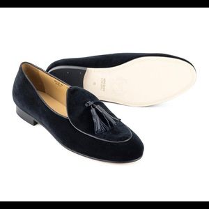 Black Velvet Italian Loafer with Black Tassel